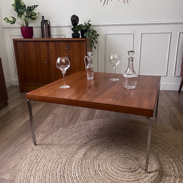 Table basse carrée en teck – Image 2