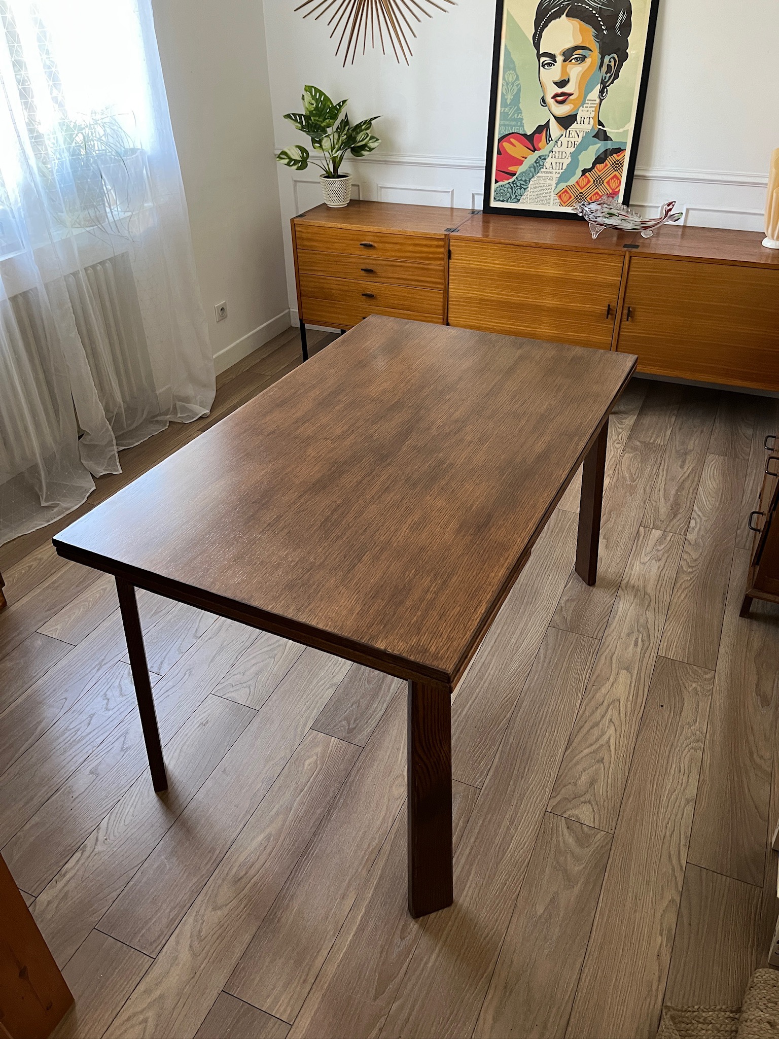 Table de salle à manger en chêne années 80 – Image 4