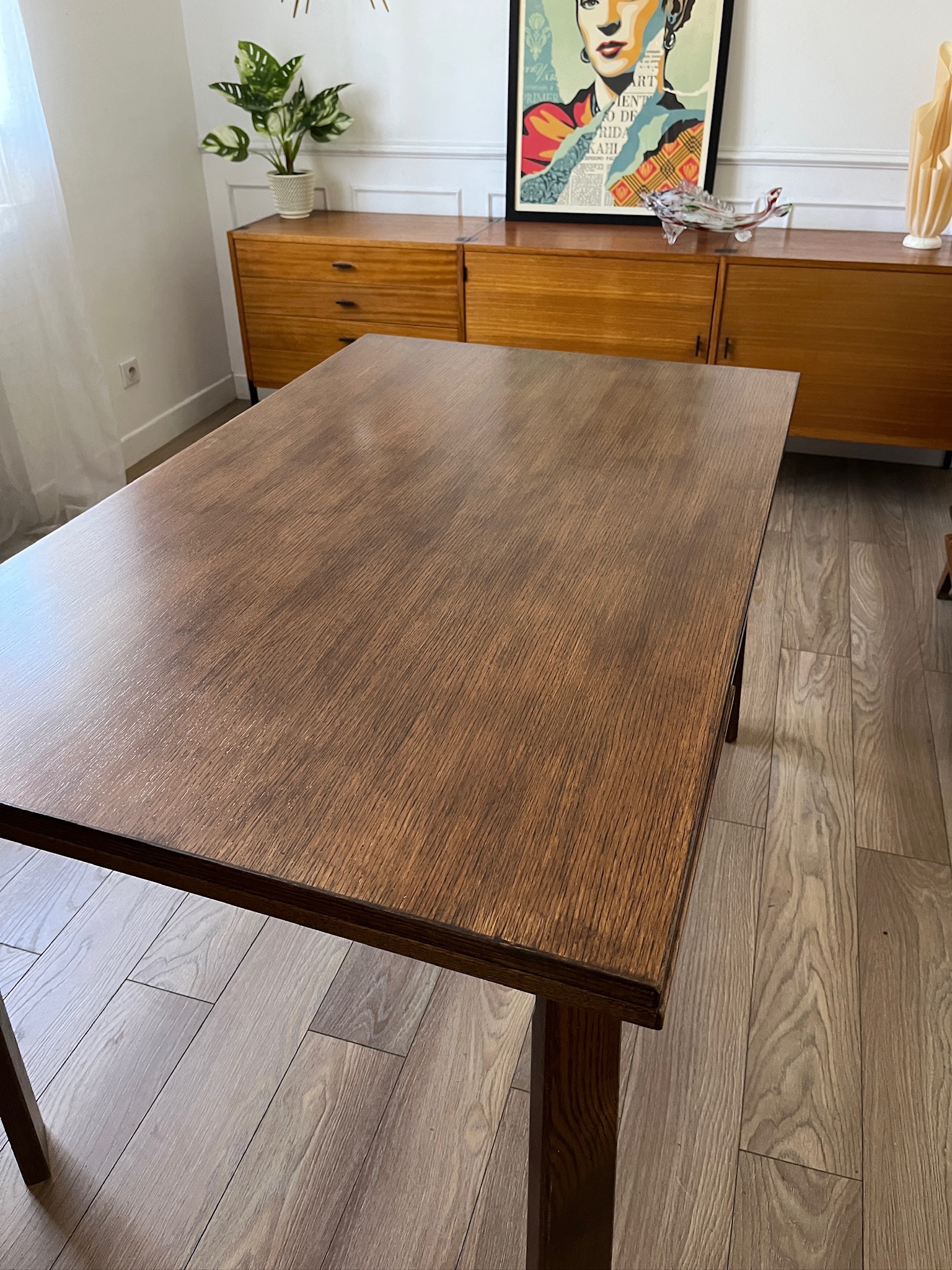 Table de salle à manger en chêne années 80 – Image 9